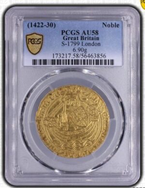 1422～1430年 イギリス ヘンリー6世 ノーブル金貨 PCGS AU58