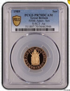 1989年 イギリス エリザベス2世 ソブリン金貨 PCGS PR70DC