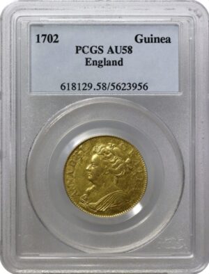 1702 Great Britain Anne Guinea Gold PCGS AU58