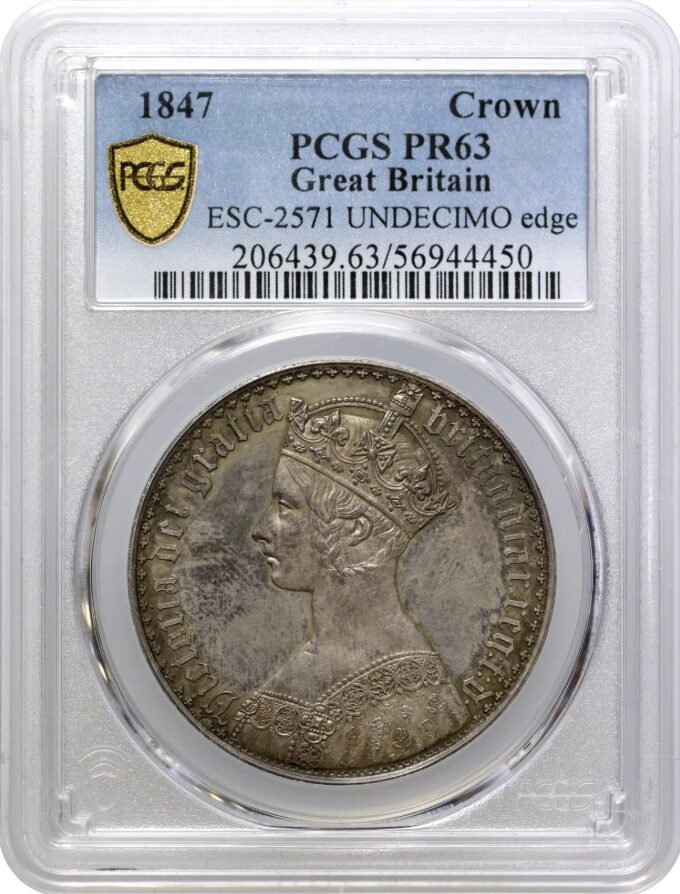 1847 Great Britain Victoria Gothic Crown Silver PCGS PR63