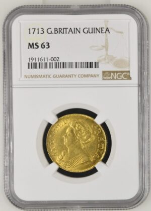 1713 Great Britain Anne Guinea Gold NGC MS63