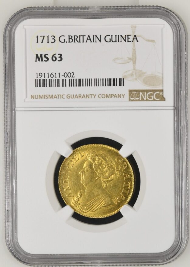 1713 Great Britain Anne Guinea Gold NGC MS63