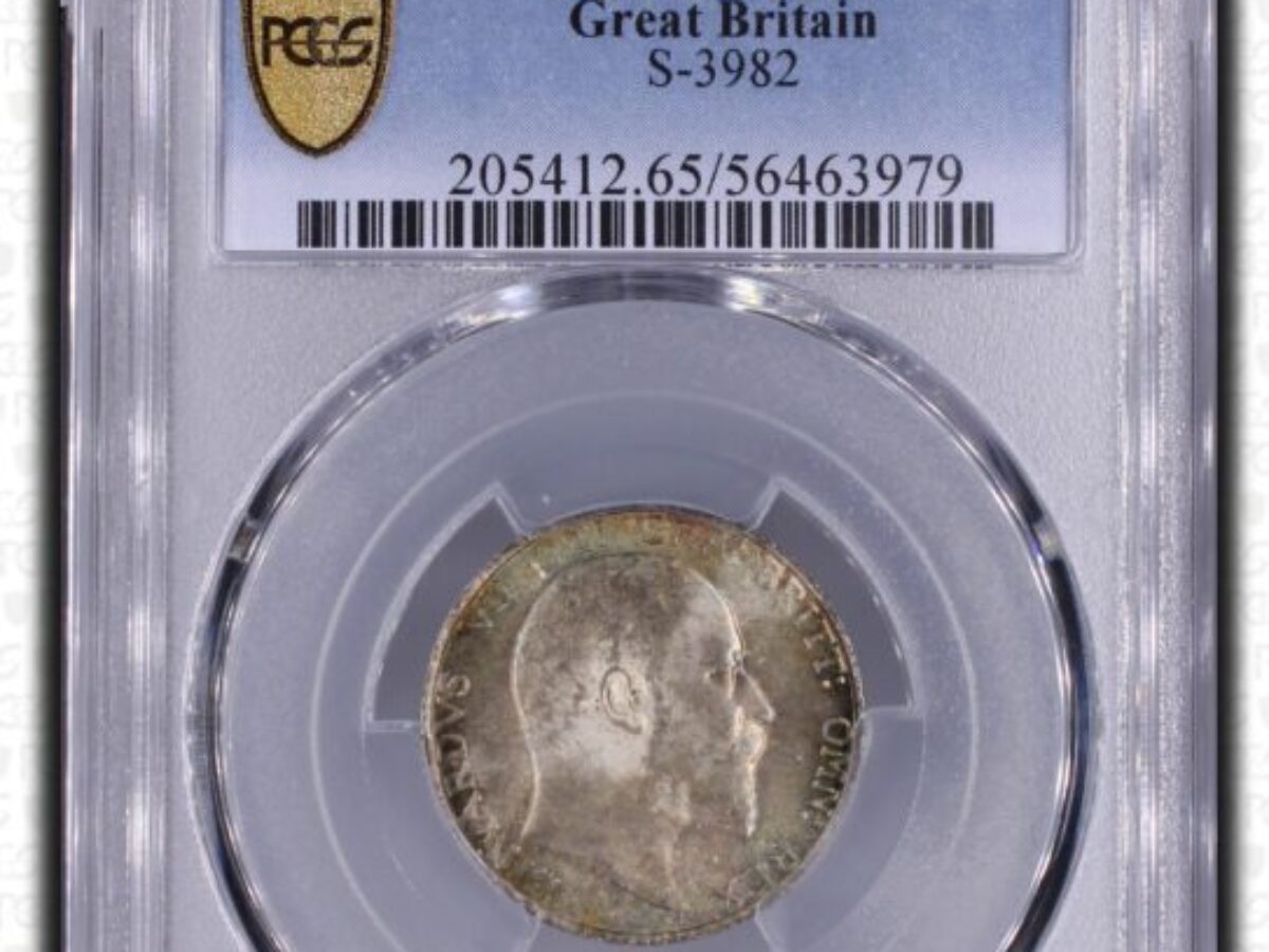 1902年 イギリス エドワード7世 シリング銀貨 PCGS MS65 - Sovereign Hub
