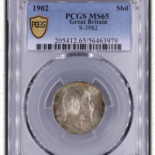 1902年 イギリス エドワード7世 シリング銀貨 PCGS MS65 - Sovereign Hub