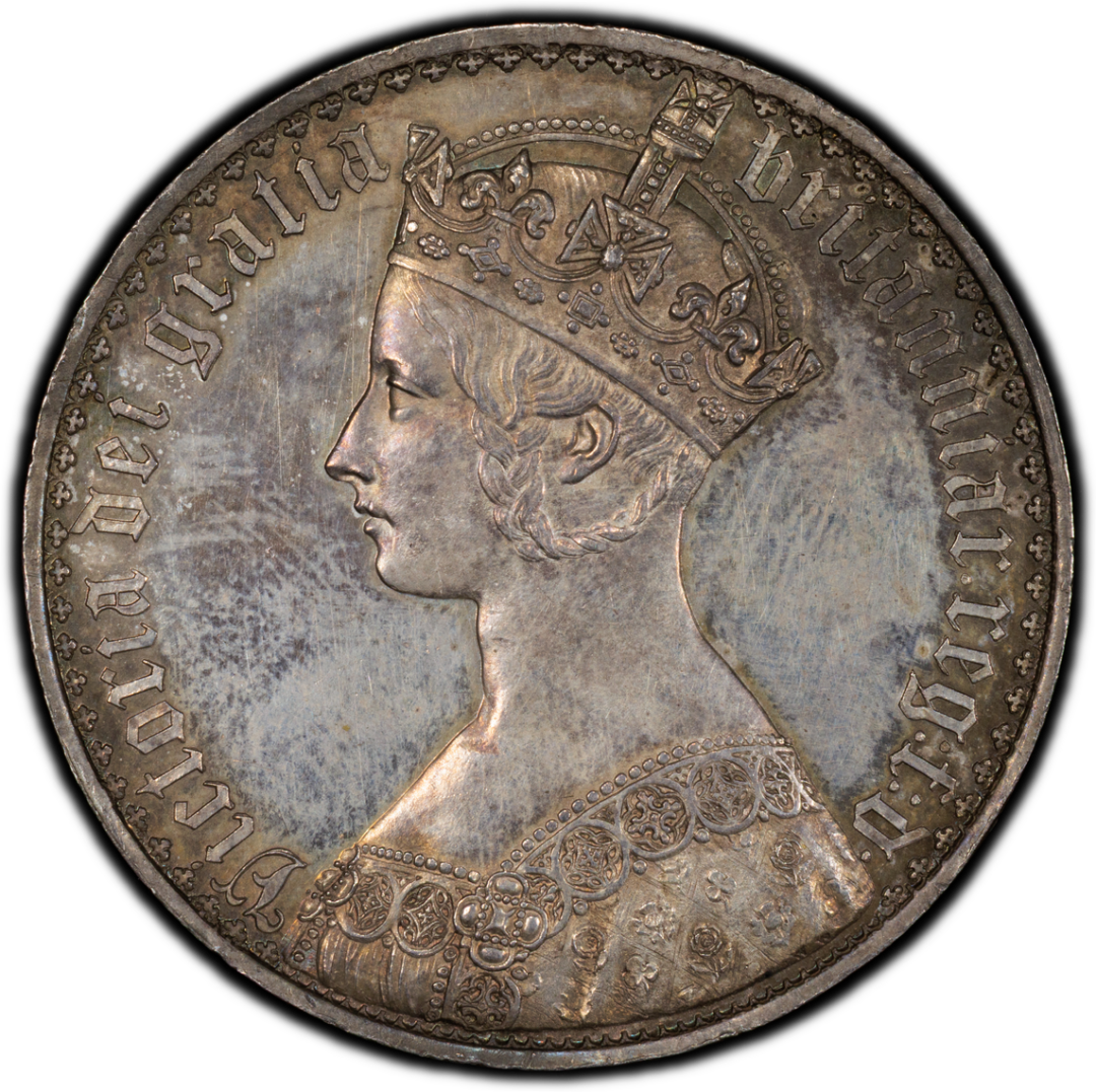 1847 Great Britain Victoria Gothic Crown Silver PCGS PR63 - Image 2