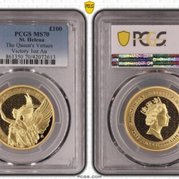 セントヘレナ2021年 The Queen's Virtues Victory 1オンス金貨 PCGS