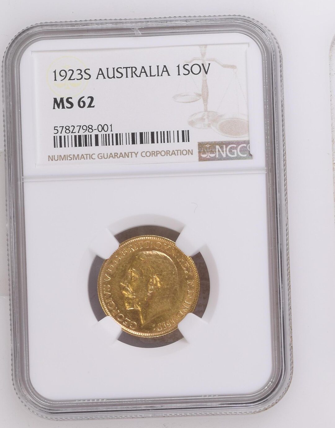 1923 George V Sovereign Gold Coin NGC MS62
