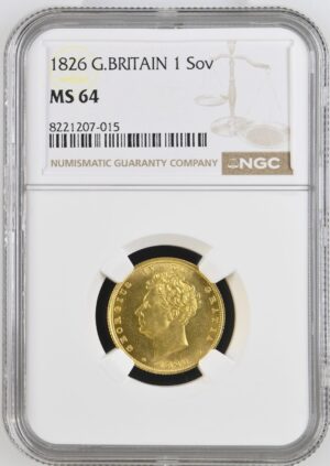1826 George IV Sovereign Gold Coin NGC MS64