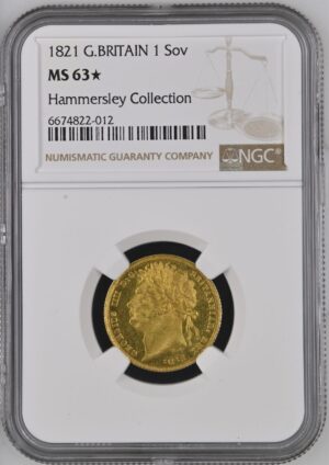 1821 George IV Sovereign Gold Coin NGC MS63*