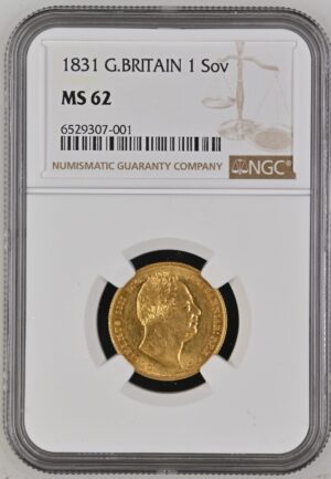 1831 William IV Sovereign Gold Coin NGC MS62
