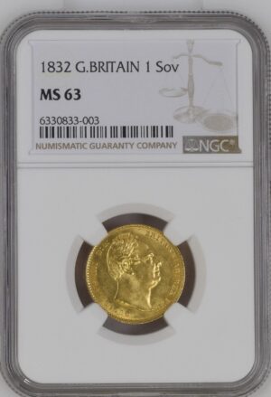 1832 William IV Sovereign Gold Coin NGC MS63