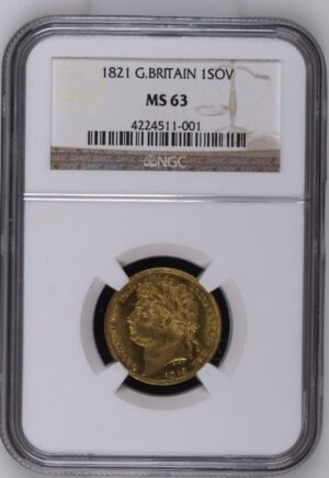 1821 George IV Sovereign Gold Coin NGC MS63