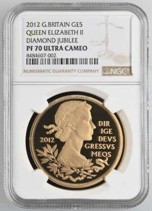 2012年 イギリス エリザベス2世 5ポンド金貨 ダイヤモンド・ジュビリー NGC PF70 UC