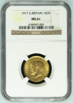 1917 George V Sovereign Gold Coin NGC MS61