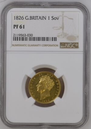 1826 George IV Proof Sovereign Gold Coin NGC PF61