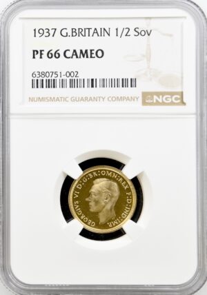 1937 George VI Great Britain 1/2 Half Sovereign NGC PF66 CAMEO
