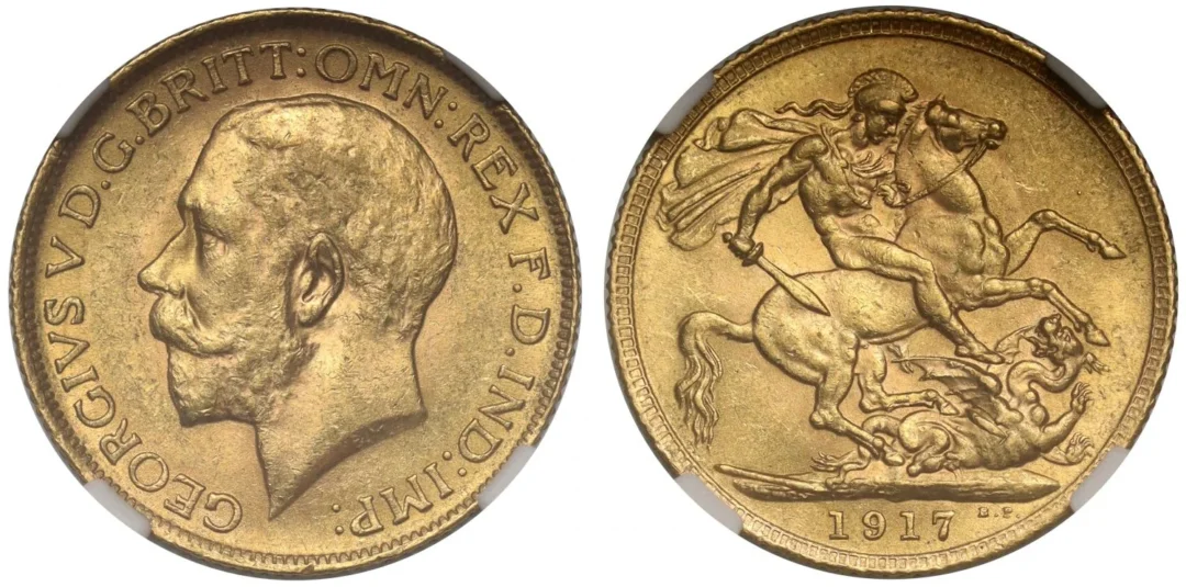 1917 George V Sovereign Gold Coin NGC MS61 - Image 3