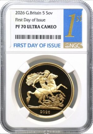 2026年 イギリス チャールズ3世 5ポンド金貨 NGC PF70 UC FDI