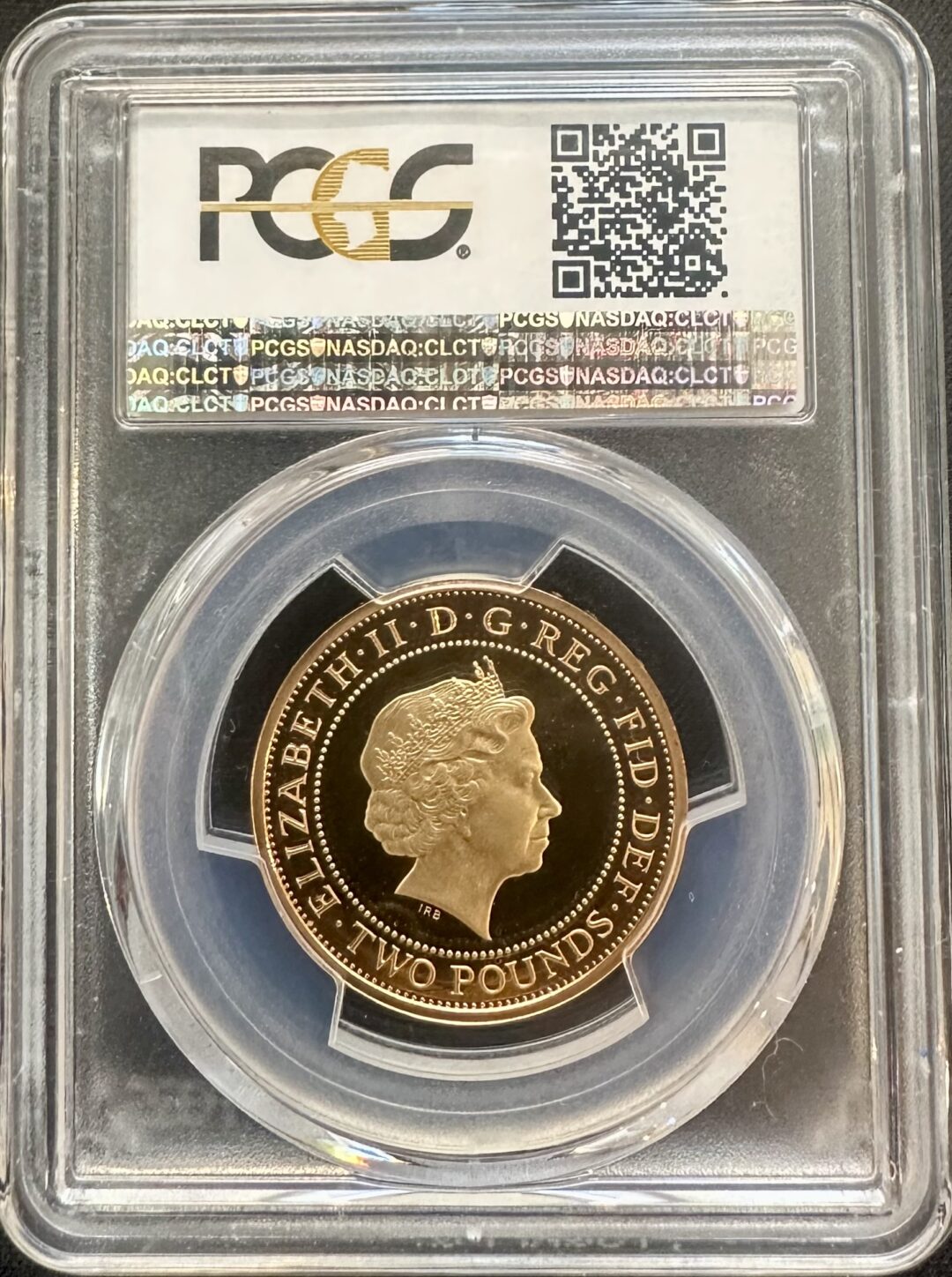2008年 イギリス エリザベス2世 オリンピック旗引き継ぎ記念 2ポンド金貨 PCGS PR70 DCAM - 画像 (2)