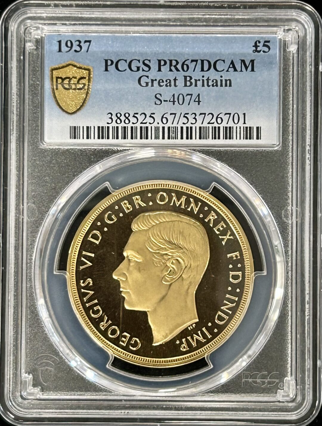 1937 Great Britain George VI Gold Five Pounds PCGS PF67DCAM