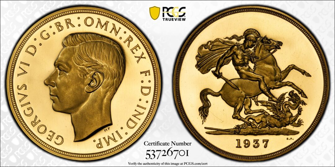 1937 Great Britain George VI Gold Five Pounds PCGS PF67DCAM - Image 3