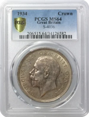 1934 Great Britain George V Wreath Crown Silver PCGS MS64