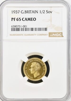1937 George VI Great Britain Gold 1/2 Half Sovereign NGC PF65 CAMEO